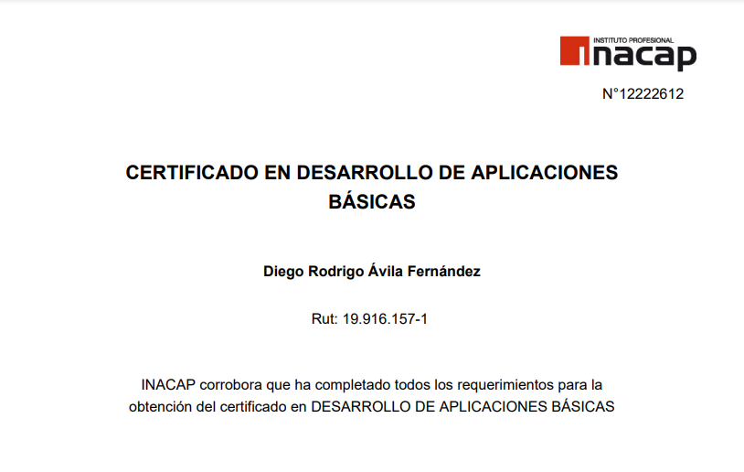 Certificado: Desarrollo de aplicaciones básicas